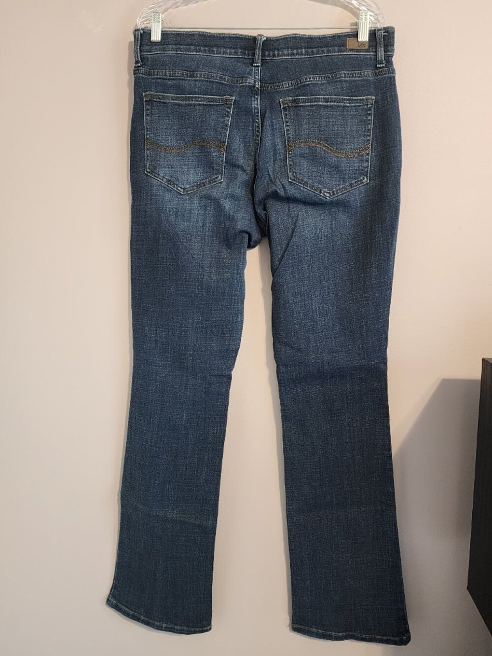2/$25 Lee Flex Motion Mid Rise Regular Fit Bootcut Dark Wash Jeans Size 16 Long - Picture 6 of 10